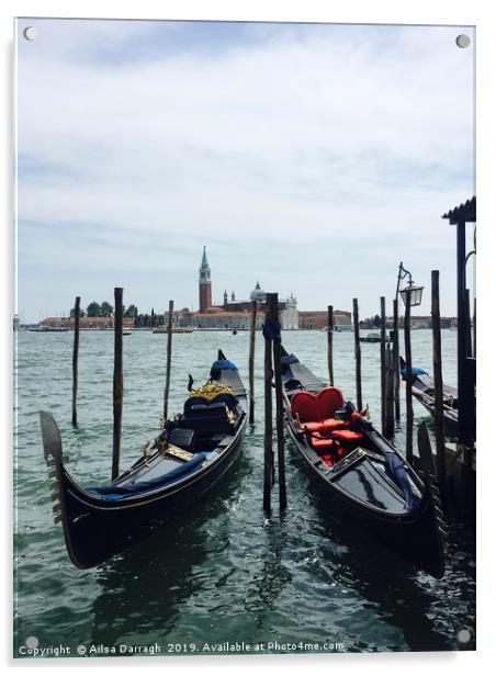 Gondolas in Venice Acrylic by Ailsa Darragh