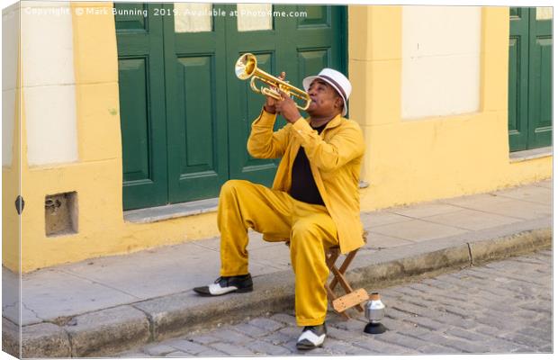 Cuban Trumpeter in Havana Canvas Print by Mark Bunning