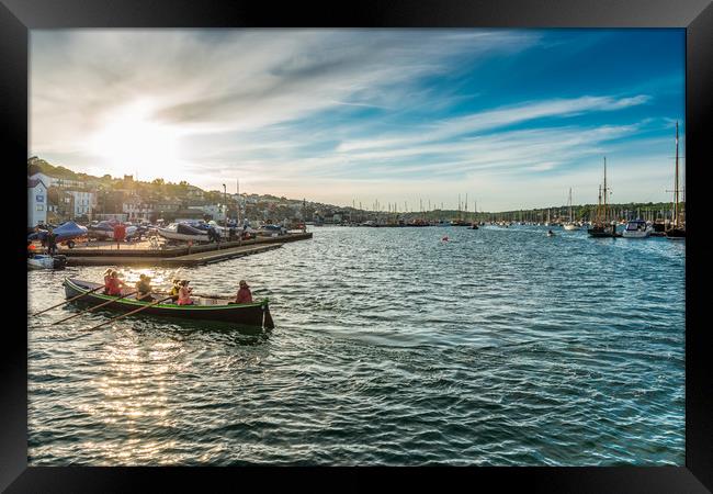 Rowing in Falmouth harbour Framed Print by Andrew Michael
