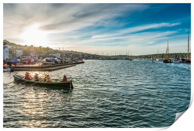 Rowing in Falmouth harbour Print by Andrew Michael