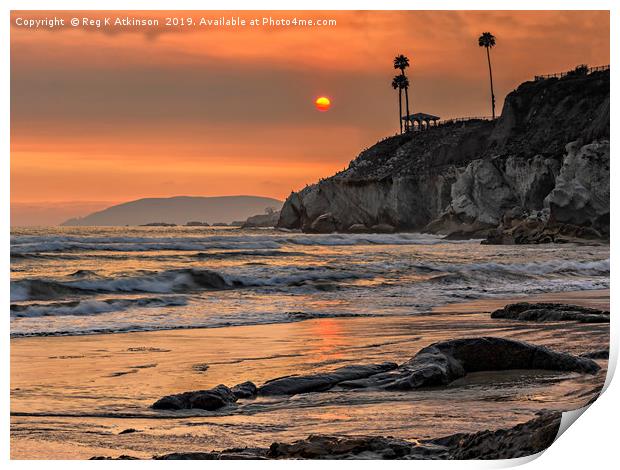 Californian Sunset Print by Reg K Atkinson