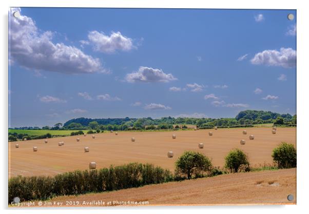 Hay Bales in Rural Norfolk Acrylic by Jim Key