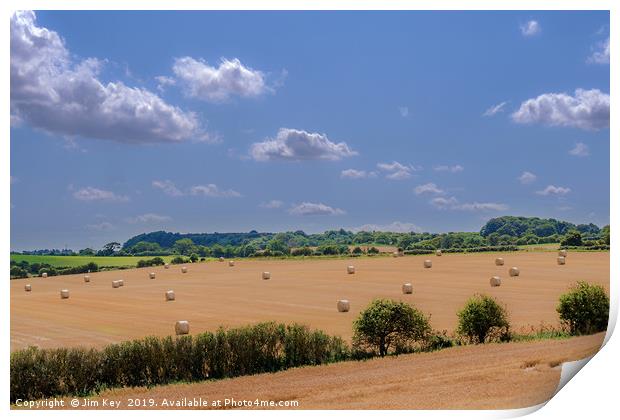 Hay Bales in Rural Norfolk Print by Jim Key