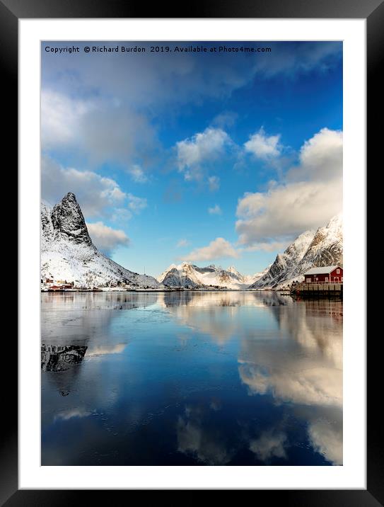 Sun and Ice on Reinefjord Framed Mounted Print by Richard Burdon