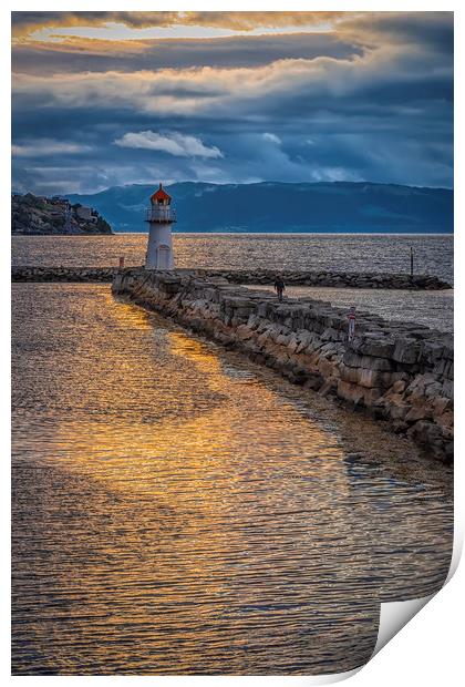 Trondheim Lighthouse at Sundown Print by Antony McAulay