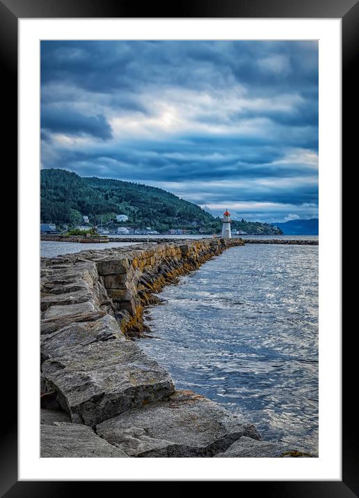 Trondheim Lighthouse at Sunset Portrait Framed Mounted Print by Antony McAulay
