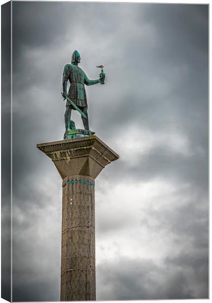 Trondheim Saint Olav Statue and Column Canvas Print by Antony McAulay