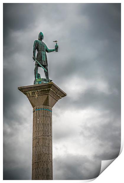 Trondheim Saint Olav Statue and Column Print by Antony McAulay