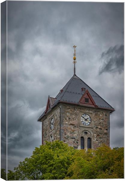 Trondheim Var Frue Church Clock Tower Canvas Print by Antony McAulay