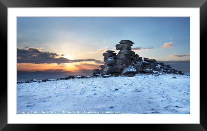 Great Staple Tor in the Snow Framed Mounted Print by Richard GarveyWilliams