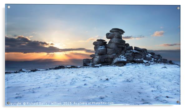 Great Staple Tor in the Snow Acrylic by Richard GarveyWilliams