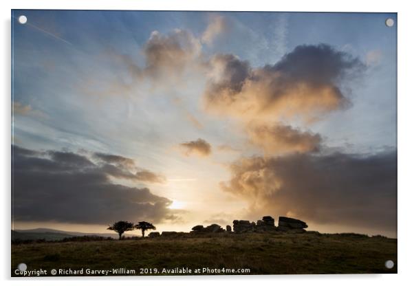 Silhouette of Combestone Tor Acrylic by Richard GarveyWilliams