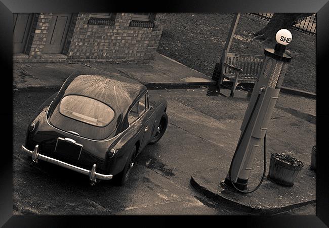Aston Martin DB3 at Petrol Pump, Toned Framed Print by Chris Walker