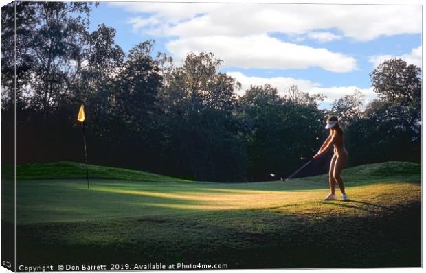 Nude Glamour Model Golfer Canvas Print by Don Barrett