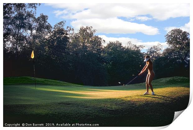 Nude Glamour Model Golfer Print by Don Barrett