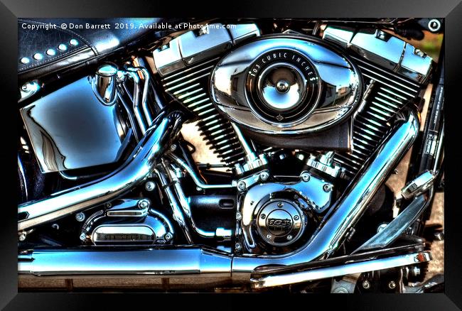 Harley Davidson Engine Framed Print by Don Barrett