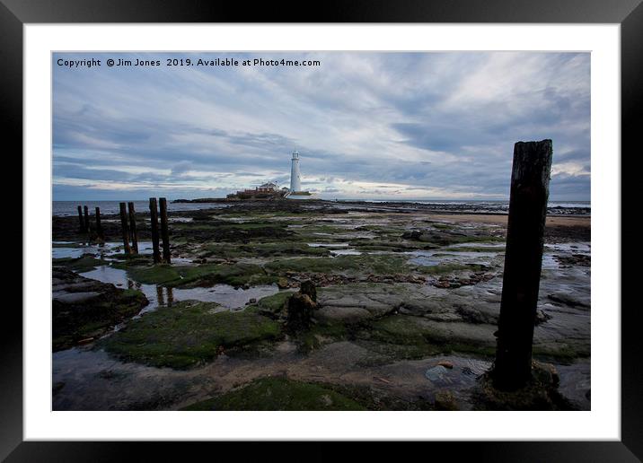 Blustery day at St Mary's Island Framed Mounted Print by Jim Jones