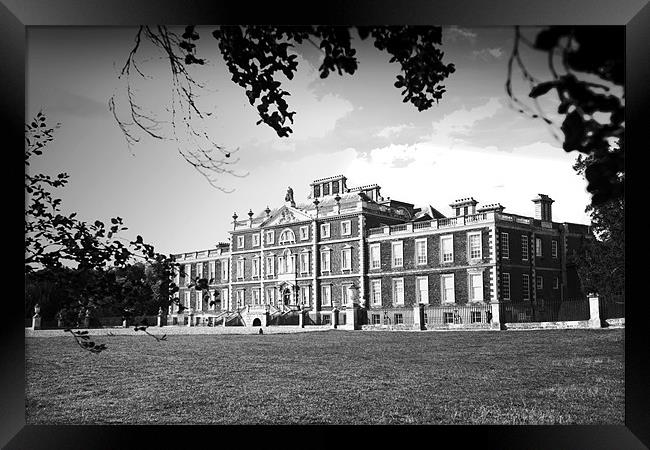 Wimpole Hall in black & white Framed Print by Terry Pearce