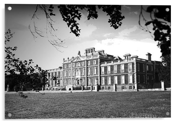 Wimpole Hall in black & white Acrylic by Terry Pearce