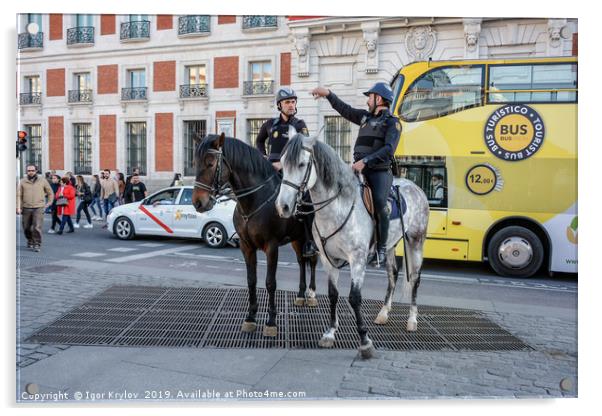 Policia on horses Acrylic by Igor Krylov