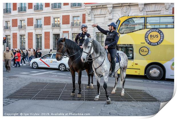 Policia on horses Print by Igor Krylov