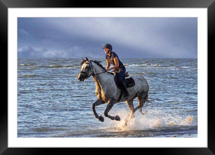 Horse Riding on the Beach Framed Mounted Print by Arterra 