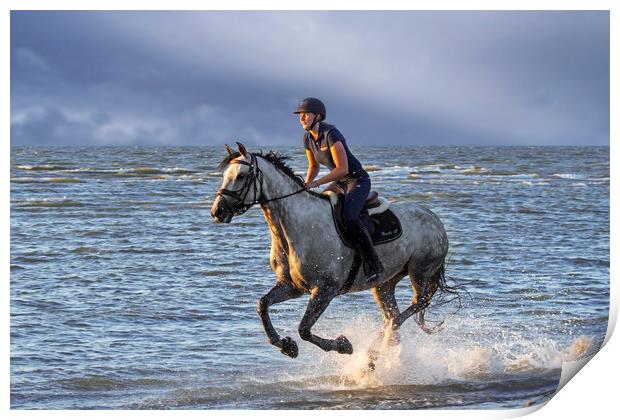 Horse Riding on the Beach Print by Arterra 