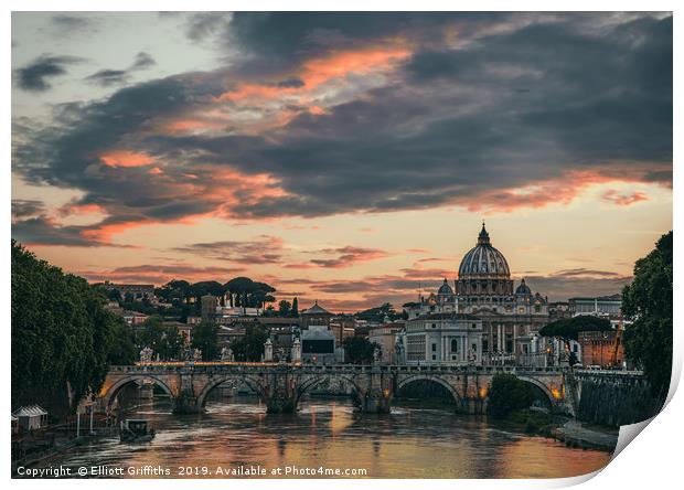 Vatican at Sunset Print by Elliott Griffiths