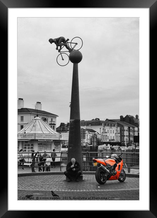 Bike rider  Framed Mounted Print by simon sugden