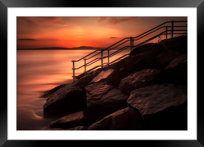 Sunset at Aberavon beach breakwater Framed Mounted Print by Leighton Collins