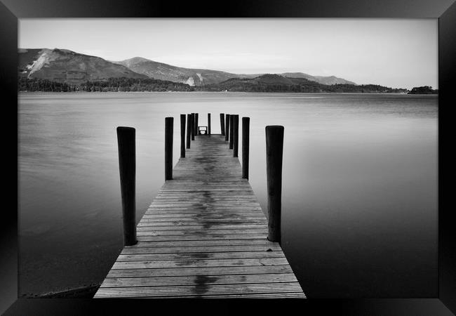 Jetty on Derwent Water Framed Print by Derek Beattie