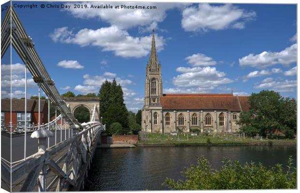 The Church by the bridge Marlow Canvas Print by Chris Day