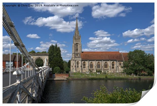 The Church by the bridge Marlow Print by Chris Day