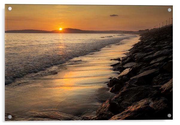 Sunset at Aberavon beach Acrylic by Leighton Collins