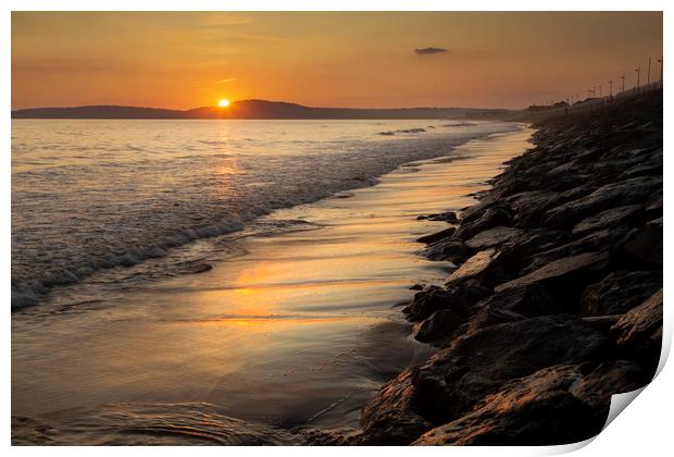 Sunset at Aberavon beach Print by Leighton Collins