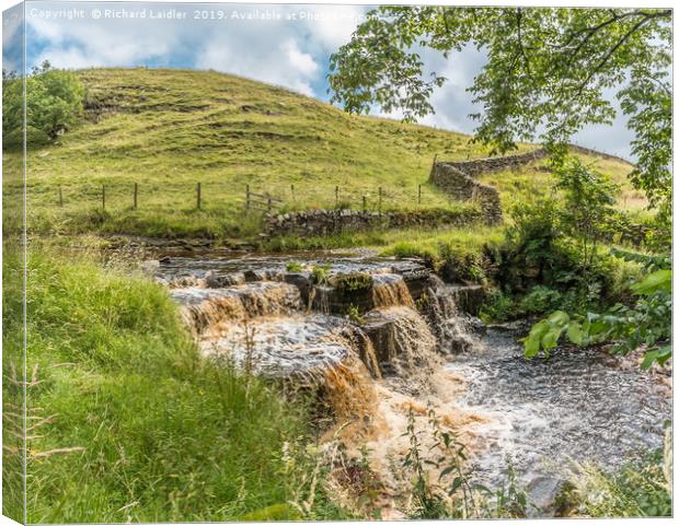 Ettersgill Beck Waterfall in Spate 2 Canvas Print by Richard Laidler