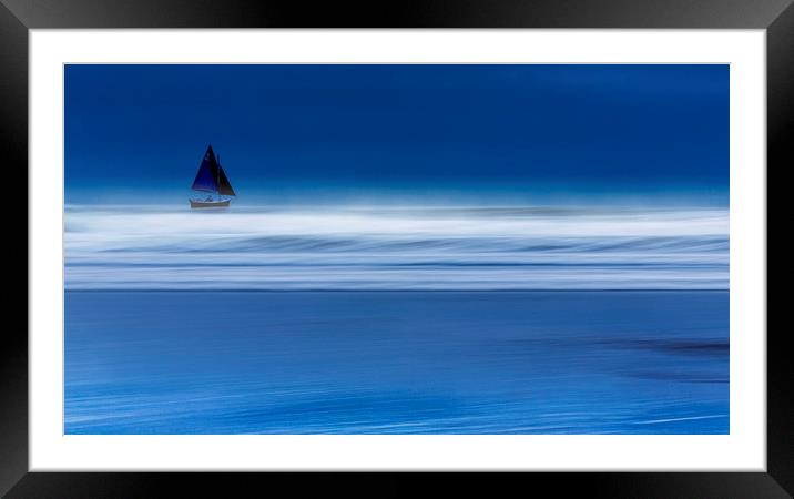 Lone Yacht, Widemouth  Bay, Cornwall. Framed Mounted Print by Maggie McCall
