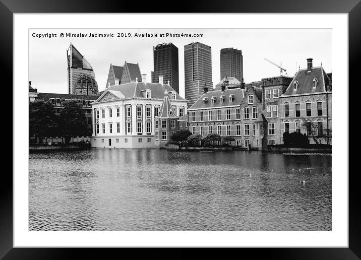 The Hague's Binnenhof with the Hofvijver  Framed Mounted Print by M. J. Photography
