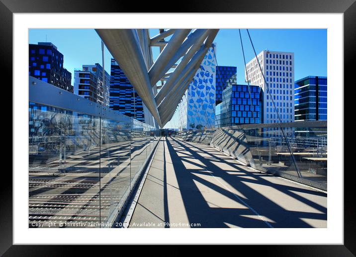 Akrobaten pedestrian bridge in Oslo, Norway Framed Mounted Print by M. J. Photography