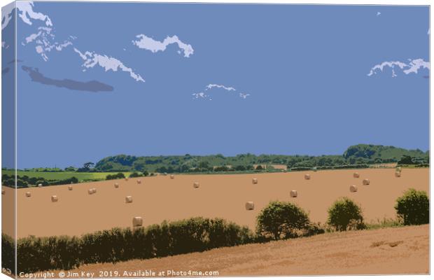 Hay Bales in Rural Norfolk Digital Art Canvas Print by Jim Key