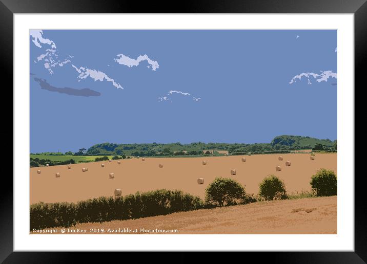 Hay Bales in Rural Norfolk Digital Art Framed Mounted Print by Jim Key