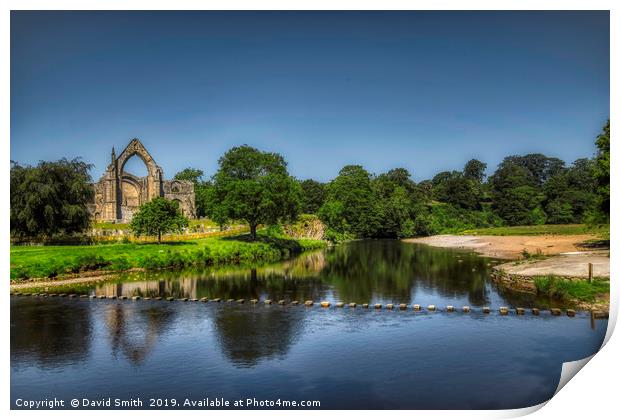 Bolton Priory And Stepping Stones Print by David Smith