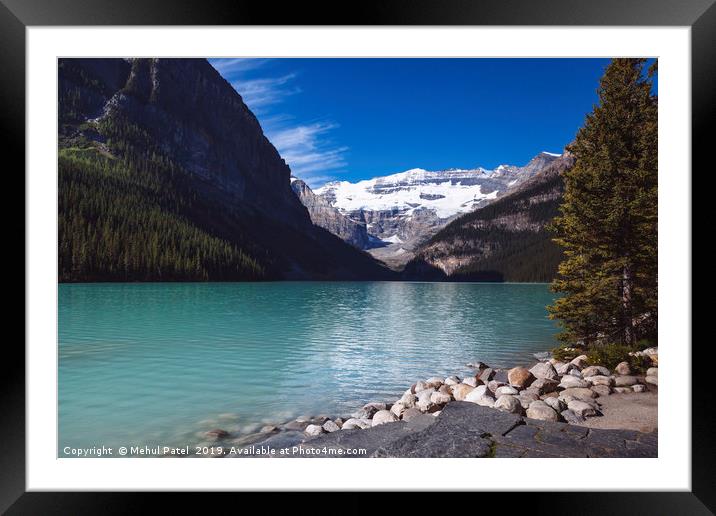 Turquoise coloured waters of Lake Louise, Banff Na Framed Mounted Print by Mehul Patel