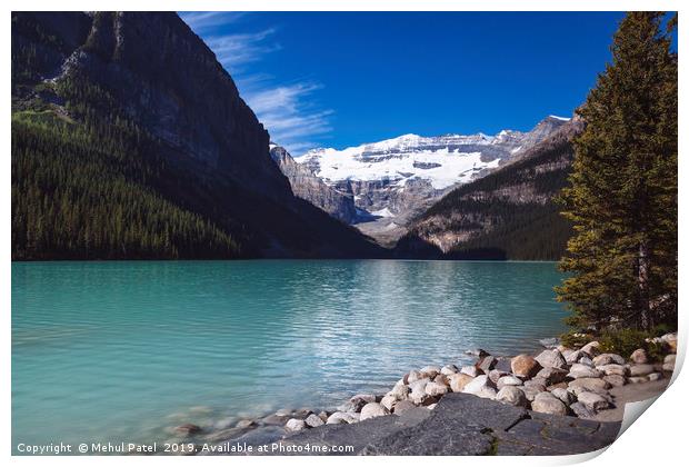 Turquoise coloured waters of Lake Louise, Banff Na Print by Mehul Patel