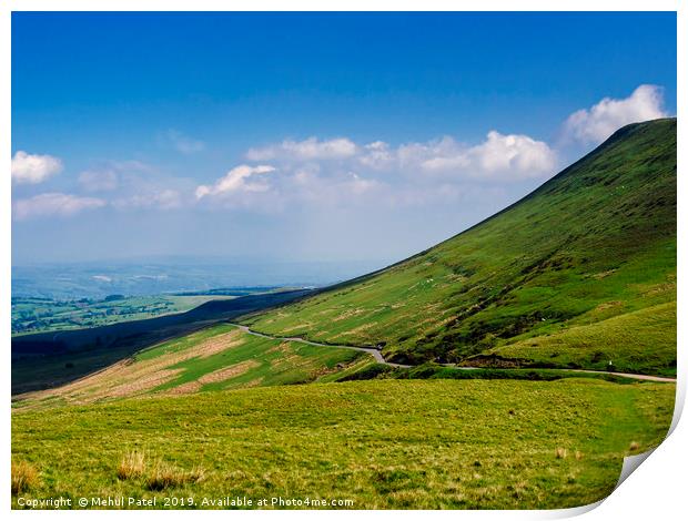 View of Gospel Pass from mountain of Twmpa  Print by Mehul Patel