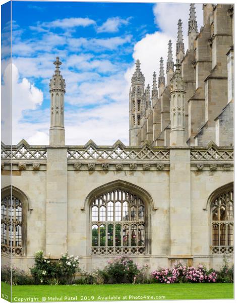 Stone arch windows of King's College Cambridge  Canvas Print by Mehul Patel