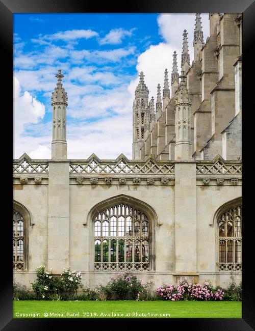 Stone arch windows of King's College Cambridge  Framed Print by Mehul Patel