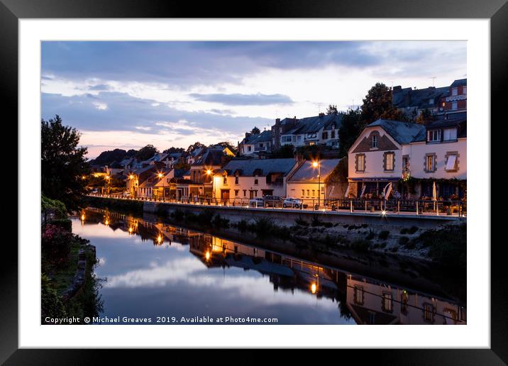 Rue du Canal at night Framed Mounted Print by Michael Greaves