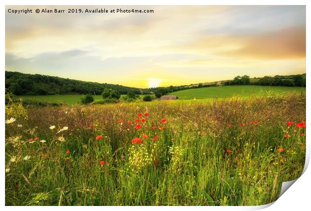 Evening on the South Downs Print by Alan Barr