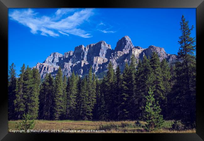 Castle Mountain, Banff National Park - Alberta, Ca Framed Print by Mehul Patel